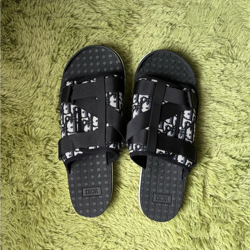 Dior Monogram Black and White Men's Sandals - Picture 3 of 5